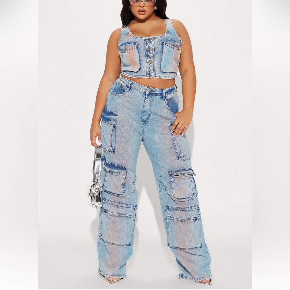 Women's 2 piece Light Blue Denim Set
